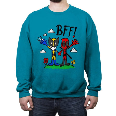 BFFs - Crew Neck Sweatshirt Crew Neck Sweatshirt RIPT Apparel Small / Antique Sapphire