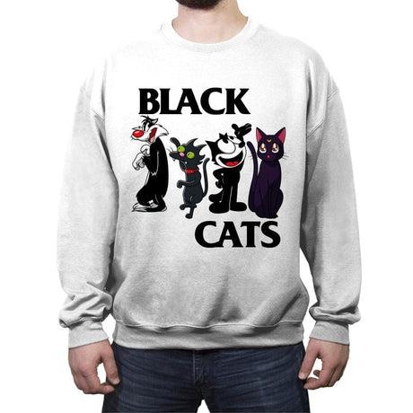 Black Cats - Crew Neck Sweatshirt Crew Neck Sweatshirt RIPT Apparel Small / White