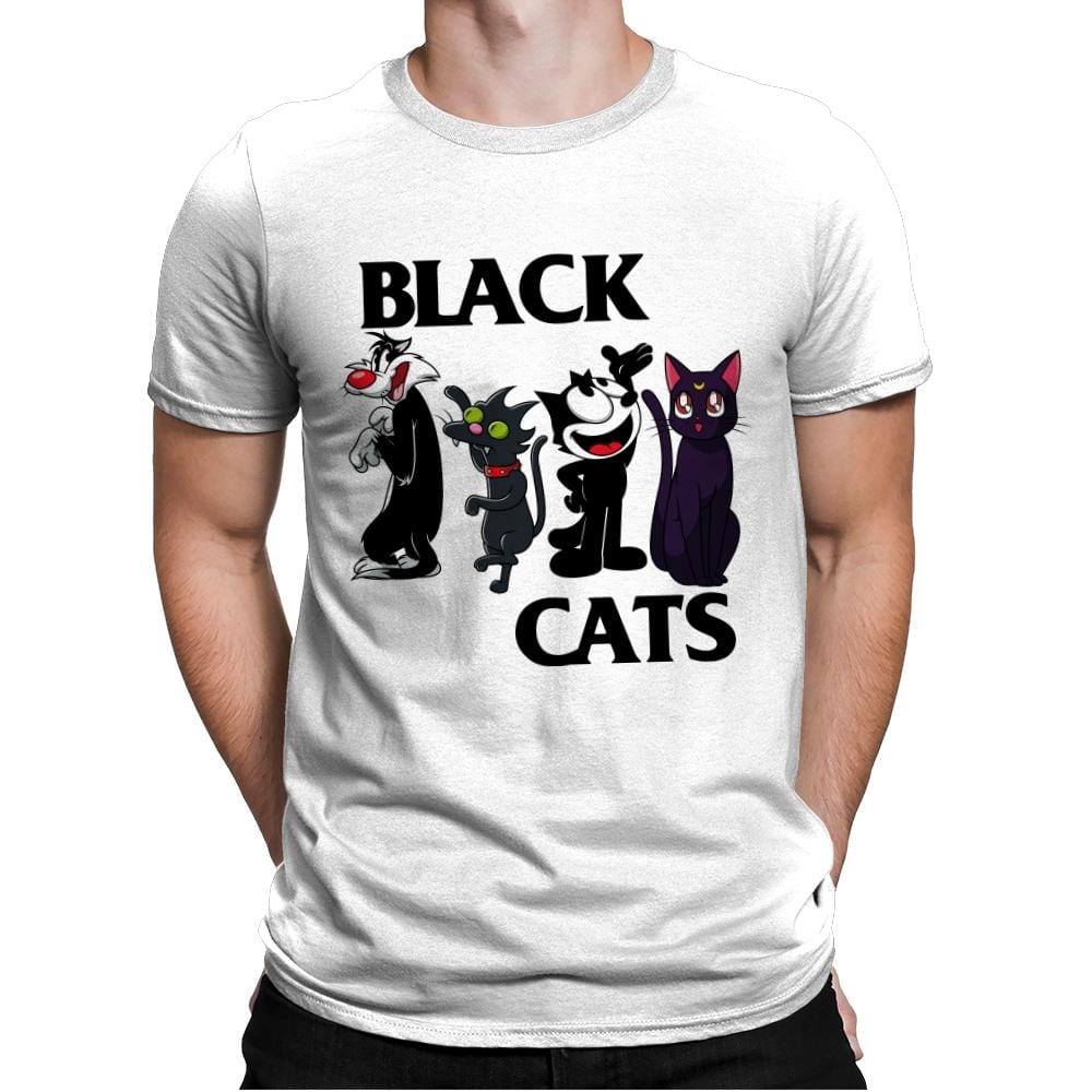 Black Cats - Mens Premium T-Shirts RIPT Apparel Small / White