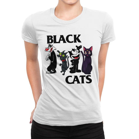 Black Cats - Womens Premium T-Shirts RIPT Apparel Small / White