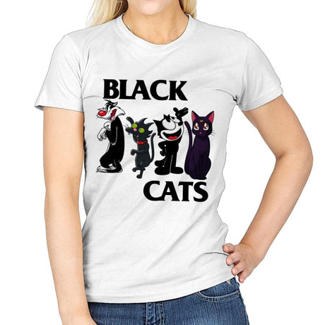 Black Cats - Womens T-Shirts RIPT Apparel Small / White