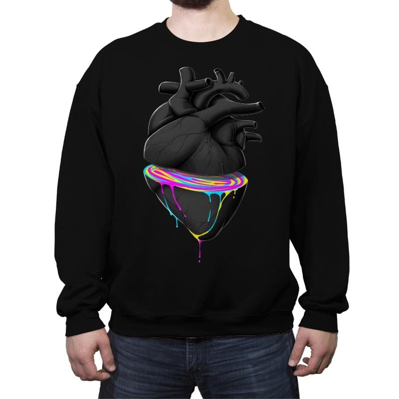 Bleeding Heart Colors - Crew Neck Sweatshirt Crew Neck Sweatshirt RIPT Apparel Small / Black