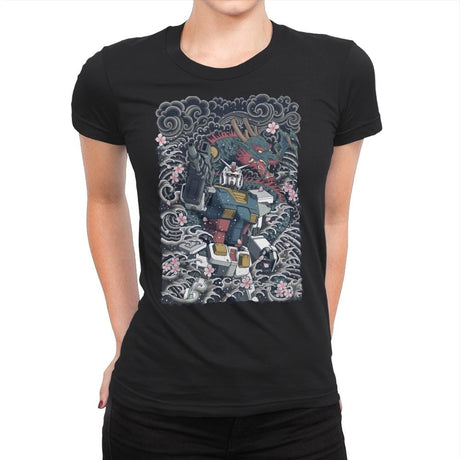 Blue Dragon - Womens Premium T-Shirts RIPT Apparel Small / Black