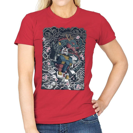 Blue Dragon - Womens T-Shirts RIPT Apparel Small / Red