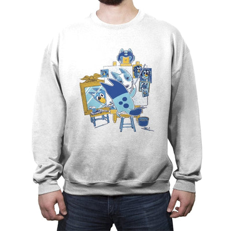 Bluey Portrait - Crew Neck Sweatshirt Crew Neck Sweatshirt RIPT Apparel Small / White