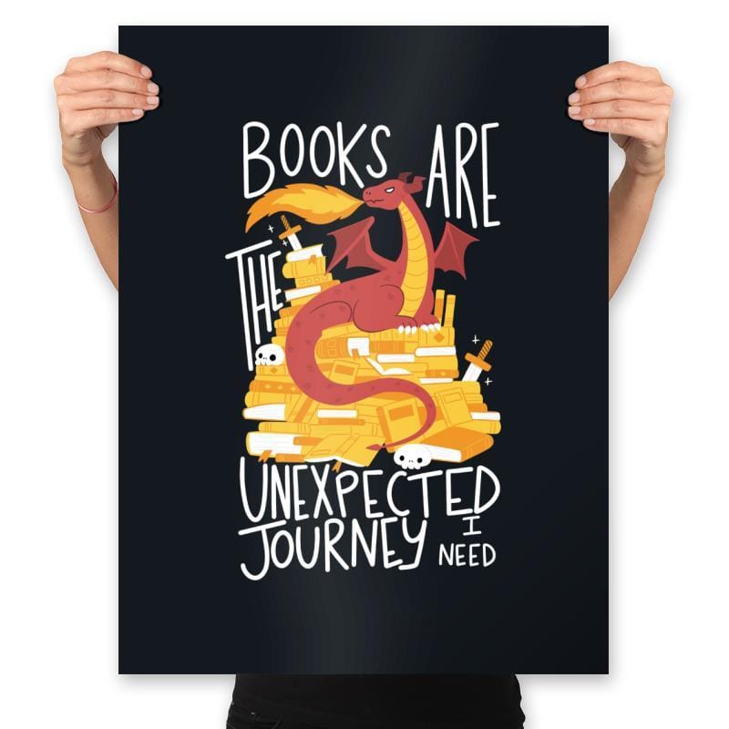 Book Dragon - Prints Posters RIPT Apparel 18x24 / Black