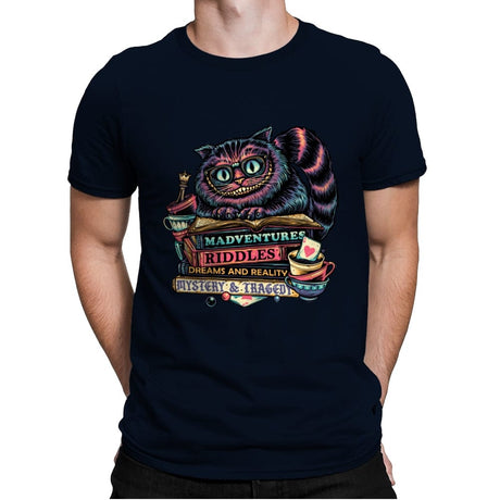 Bookish Cat - Mens Premium T-Shirts RIPT Apparel Small / Midnight Navy