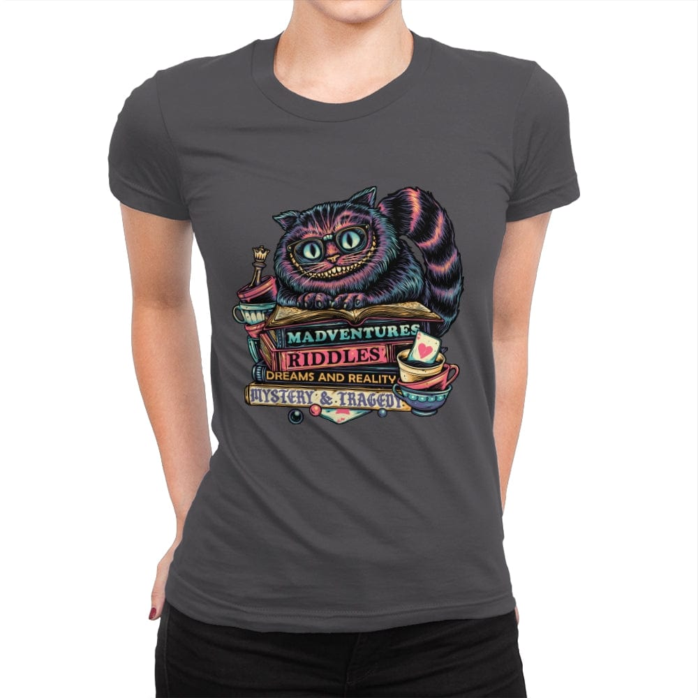 Bookish Cat - Womens Premium T-Shirts RIPT Apparel Small / Heavy Metal