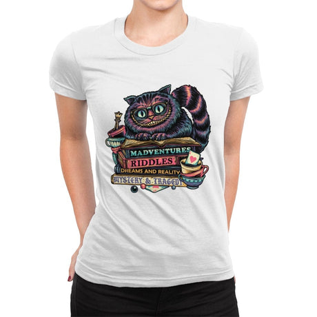 Bookish Cat - Womens Premium T-Shirts RIPT Apparel Small / White