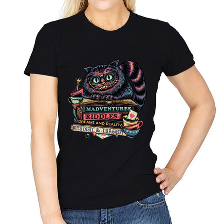 Bookish Cat - Womens T-Shirts RIPT Apparel Small / Black