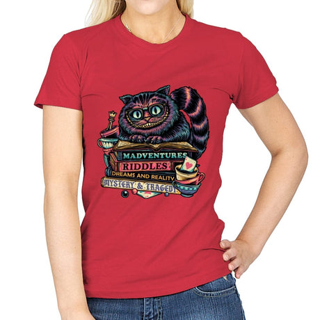 Bookish Cat - Womens T-Shirts RIPT Apparel Small / Red