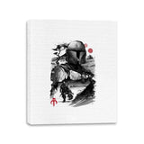 Bounty Hunter in the Desert Planet Sumi-e - Canvas Wraps Canvas Wraps RIPT Apparel 11x14 / White