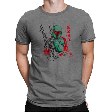 Bounty Hunter - Sumi Ink Wars - Mens Premium T-Shirts RIPT Apparel Small / Heather Grey