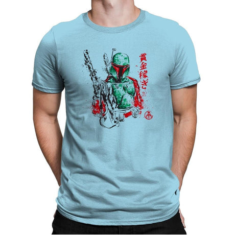 Bounty Hunter - Sumi Ink Wars - Mens Premium T-Shirts RIPT Apparel Small / Light Blue