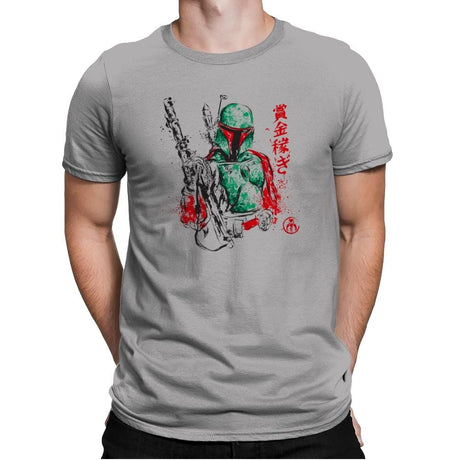 Bounty Hunter - Sumi Ink Wars - Mens Premium T-Shirts RIPT Apparel Small / Light Grey