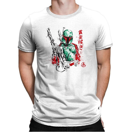 Bounty Hunter - Sumi Ink Wars - Mens Premium T-Shirts RIPT Apparel Small / White