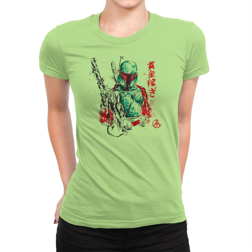 Bounty Hunter - Sumi Ink Wars - Womens Premium T-Shirts RIPT Apparel Small / Mint