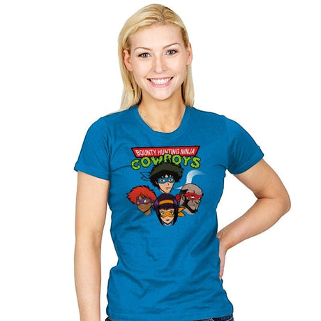 Bounty Hunting Ninja Cowboys - Womens T-Shirts RIPT Apparel Small / Turquoise