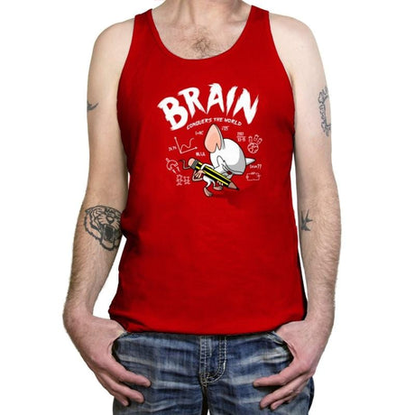 Brain Conquers The World! - Tanktop Tanktop RIPT Apparel X-Small / Red