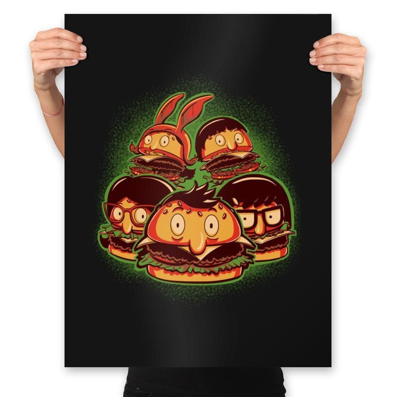 Burger Family - Prints Posters RIPT Apparel 18x24 / Black