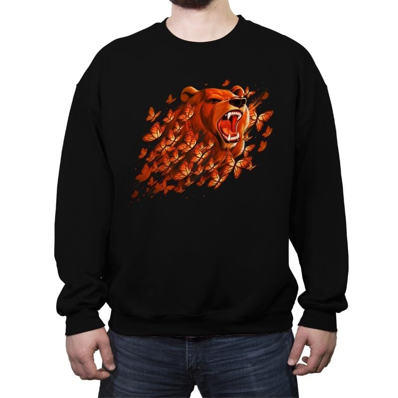 Butterfly Bear - Crew Neck Sweatshirt Crew Neck Sweatshirt RIPT Apparel Small / Black