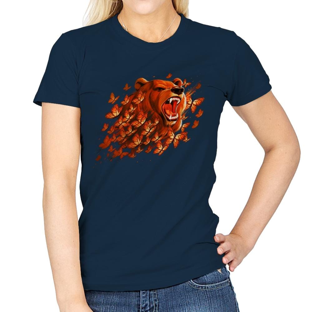 Butterfly Bear - Womens T-Shirts RIPT Apparel Small / Navy