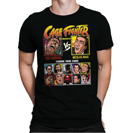 Cage Fighter - Retro Fighter Series - Mens Premium T-Shirts RIPT Apparel Small / Black