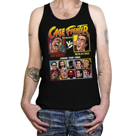 Cage Fighter - Retro Fighter Series - Tanktop Tanktop RIPT Apparel X-Small / Black