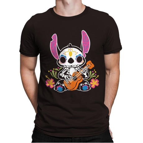 Calavera Alien - Mens Premium T-Shirts RIPT Apparel Small / Dark Chocolate