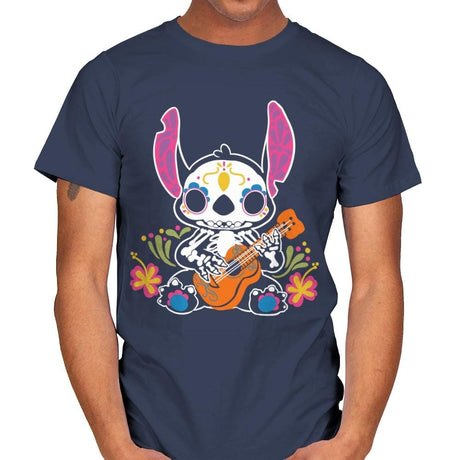 Calavera Alien - Mens T-Shirts RIPT Apparel Small / Navy