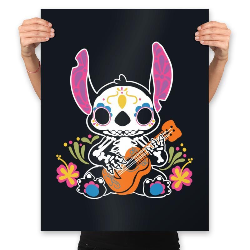 Calavera Alien - Prints Posters RIPT Apparel 18x24 / Black