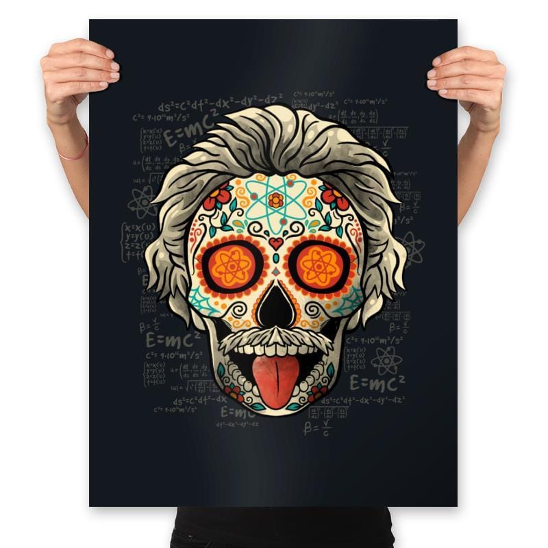 Calavera Einstein - Prints Posters RIPT Apparel 18x24 / Black