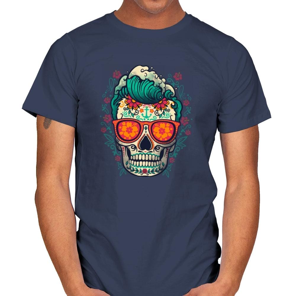 Calavera Summer Surfer - Mens T-Shirts RIPT Apparel Small / Navy