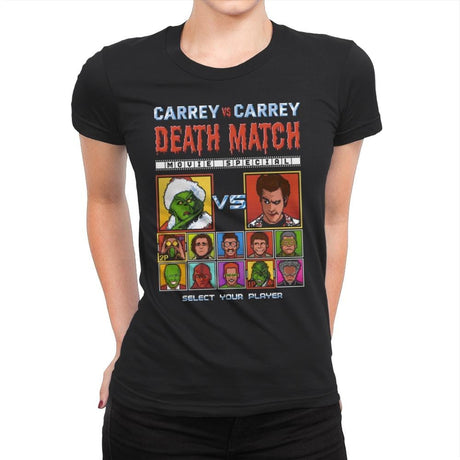 Carrey Death Match - Womens Premium T-Shirts RIPT Apparel Small / Black