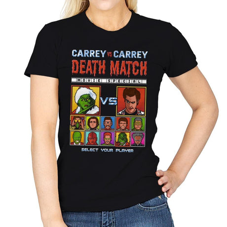 Carrey Death Match - Womens T-Shirts RIPT Apparel Small / Black