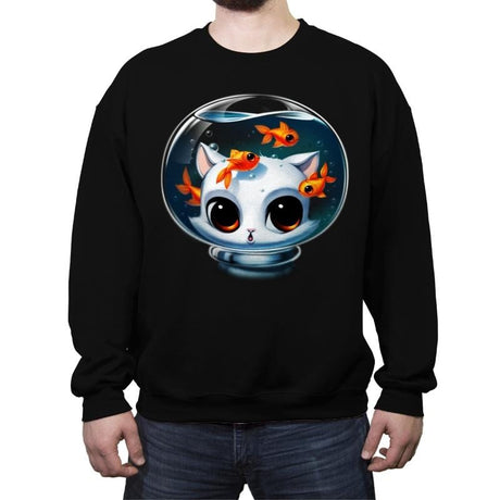 Castronaut Cat - Crew Neck Sweatshirt Crew Neck Sweatshirt RIPT Apparel Small / Black