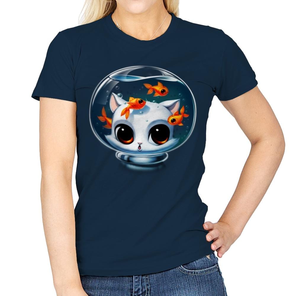 Castronaut Cat - Womens T-Shirts RIPT Apparel Small / Navy