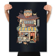 Cat Cafe - Prints Posters RIPT Apparel 18x24 / Black