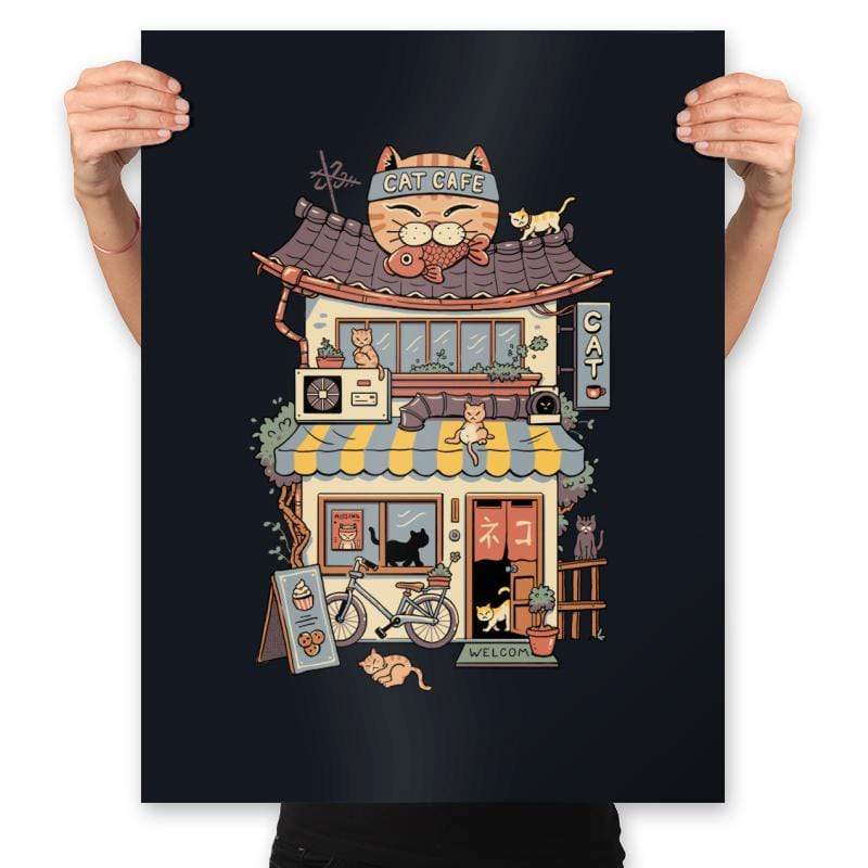 Cat Cafe - Prints Posters RIPT Apparel 18x24 / Black