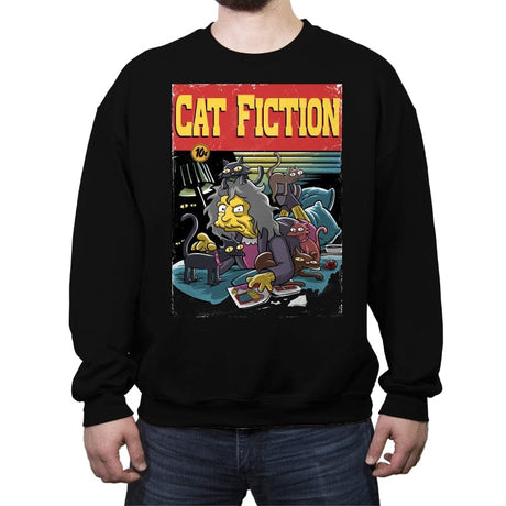 Cat Fiction - Crew Neck Sweatshirt Crew Neck Sweatshirt RIPT Apparel Small / Black