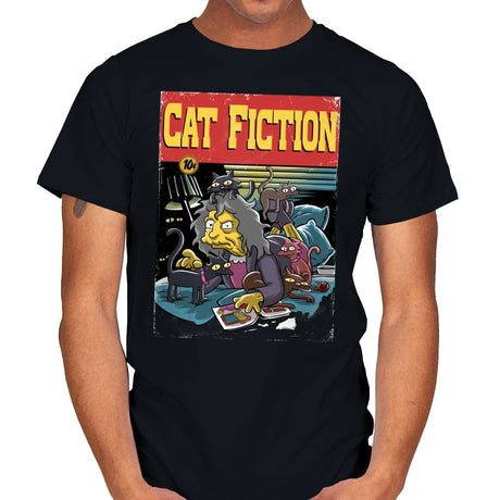 Cat Fiction - Mens T-Shirts RIPT Apparel Small / Black