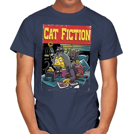 Cat Fiction - Mens T-Shirts RIPT Apparel Small / Navy