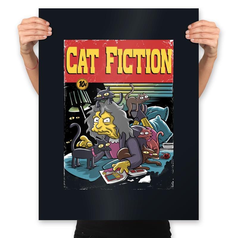 Cat Fiction - Prints Posters RIPT Apparel 18x24 / Black