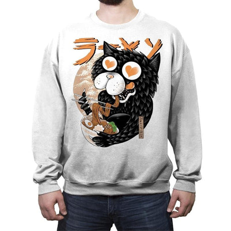 Cat Love Ramen - Crew Neck Sweatshirt Crew Neck Sweatshirt RIPT Apparel Small / White