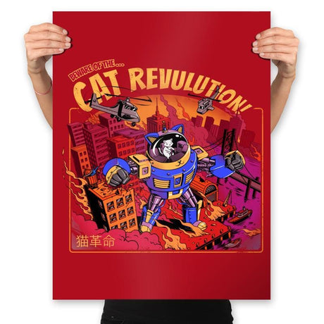 Cat Revolution - Prints Posters RIPT Apparel 18x24 / Red