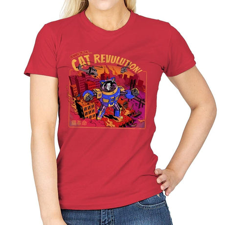 Cat Revolution - Womens T-Shirts RIPT Apparel Small / Red