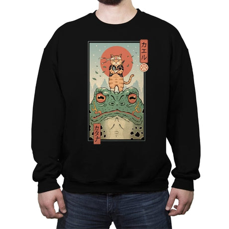 Catana and the Big Frog - Crew Neck Sweatshirt Crew Neck Sweatshirt RIPT Apparel Small / Black