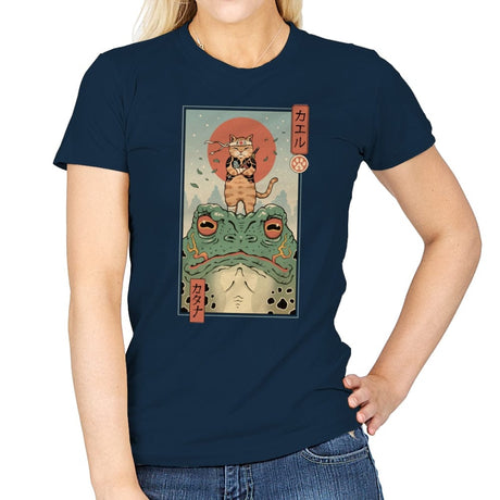 Catana and the Big Frog - Womens T-Shirts RIPT Apparel Small / Navy