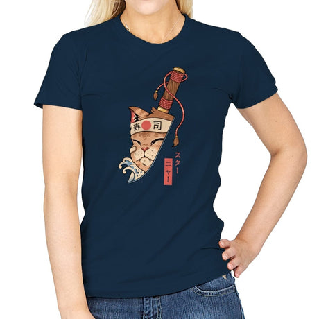 Catana Blade Meowster - Womens T-Shirts RIPT Apparel Small / Navy