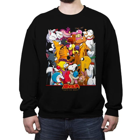 Cats vs. Dogs - Crew Neck Sweatshirt Crew Neck Sweatshirt RIPT Apparel Small / Black